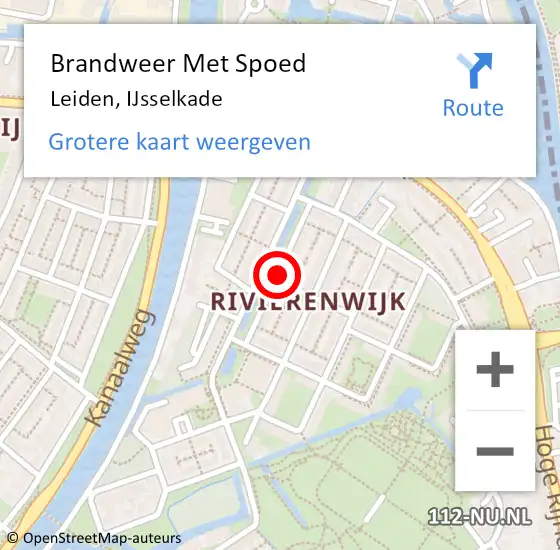 Locatie op kaart van de 112 melding: Brandweer Met Spoed Naar Leiden, IJsselkade op 1 juni 2024 22:08