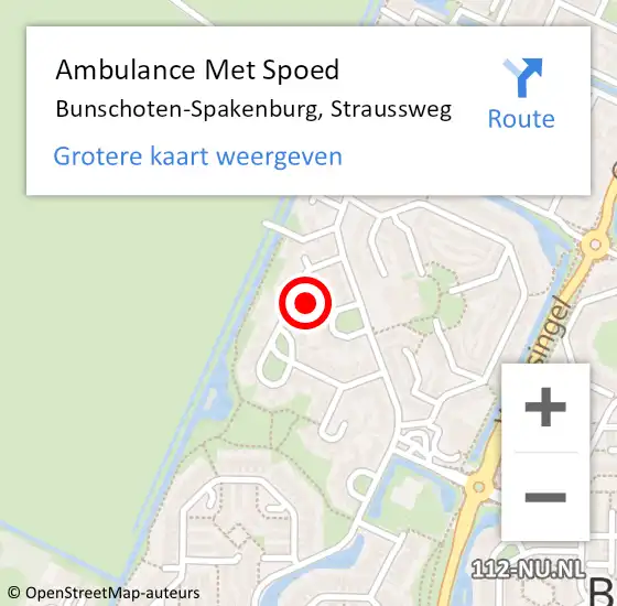 Locatie op kaart van de 112 melding: Ambulance Met Spoed Naar Bunschoten-Spakenburg, Straussweg op 8 oktober 2014 00:49