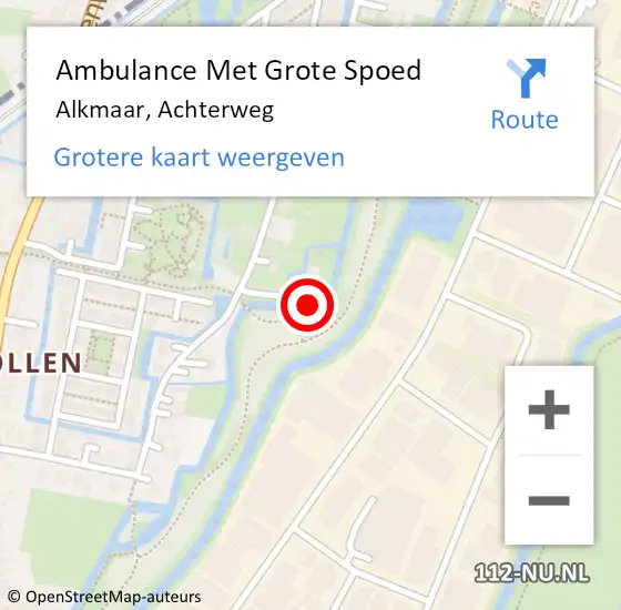 Locatie op kaart van de 112 melding: Ambulance Met Grote Spoed Naar Alkmaar, Achterweg op 1 juni 2024 22:27