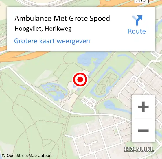 Locatie op kaart van de 112 melding: Ambulance Met Grote Spoed Naar Hoogvliet, Herikweg op 1 juni 2024 22:28