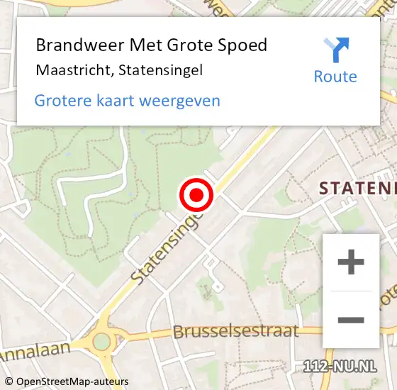 Locatie op kaart van de 112 melding: Brandweer Met Grote Spoed Naar Maastricht, Statensingel op 1 juni 2024 22:29