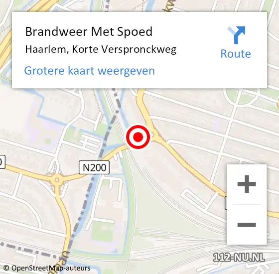 Locatie op kaart van de 112 melding: Brandweer Met Spoed Naar Haarlem, Korte Verspronckweg op 1 juni 2024 22:53