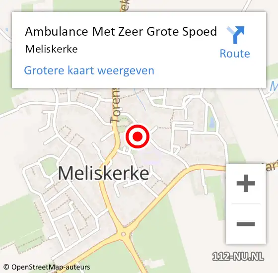 Locatie op kaart van de 112 melding: Ambulance Met Zeer Grote Spoed Naar Meliskerke op 1 juni 2024 23:05