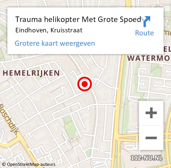 Locatie op kaart van de 112 melding: Trauma helikopter Met Grote Spoed Naar Eindhoven, Kruisstraat op 1 juni 2024 23:33