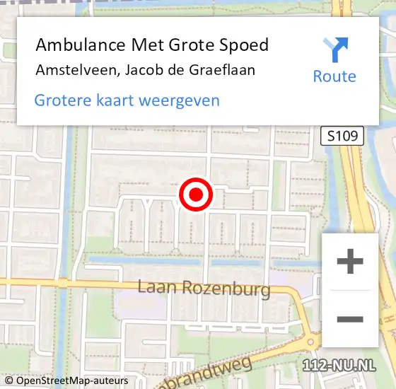 Locatie op kaart van de 112 melding: Ambulance Met Grote Spoed Naar Amstelveen, Jacob de Graeflaan op 1 juni 2024 23:54