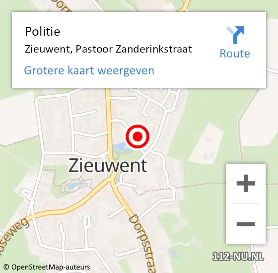 Locatie op kaart van de 112 melding: Politie Zieuwent, Pastoor Zanderinkstraat op 1 juni 2024 23:56