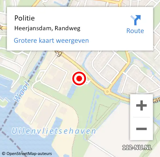 Locatie op kaart van de 112 melding: Politie Heerjansdam, Randweg op 2 juni 2024 00:31