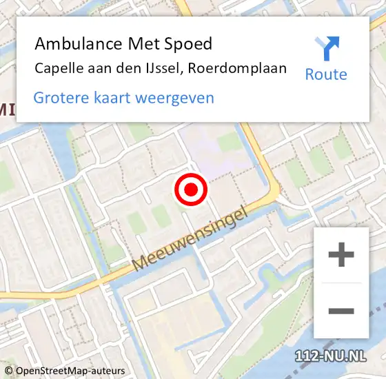 Locatie op kaart van de 112 melding: Ambulance Met Spoed Naar Capelle aan den IJssel, Roerdomplaan op 2 juni 2024 00:41