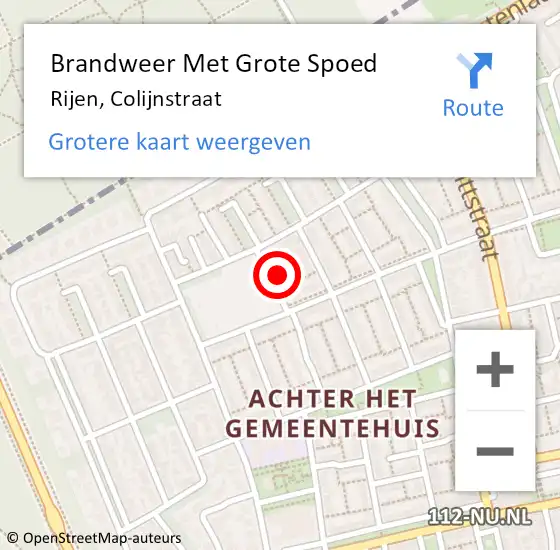 Locatie op kaart van de 112 melding: Brandweer Met Grote Spoed Naar Rijen, Colijnstraat op 2 juni 2024 00:59