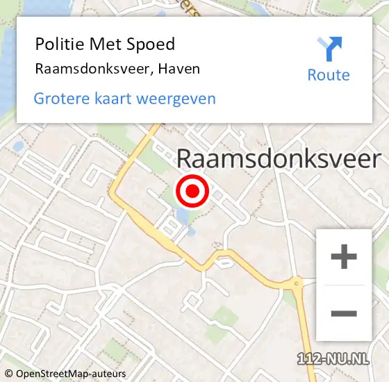 Locatie op kaart van de 112 melding: Politie Met Spoed Naar Raamsdonksveer, Haven op 2 juni 2024 01:39