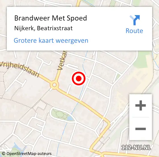 Locatie op kaart van de 112 melding: Brandweer Met Spoed Naar Nijkerk, Beatrixstraat op 2 juni 2024 01:54