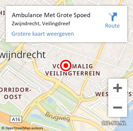 Locatie op kaart van de 112 melding: Ambulance Met Grote Spoed Naar Zwijndrecht, Veilingdreef op 2 juni 2024 02:05