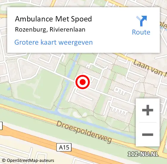 Locatie op kaart van de 112 melding: Ambulance Met Spoed Naar Rozenburg, Rivierenlaan op 2 juni 2024 02:25