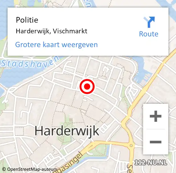 Locatie op kaart van de 112 melding: Politie Harderwijk, Vischmarkt op 2 juni 2024 02:33