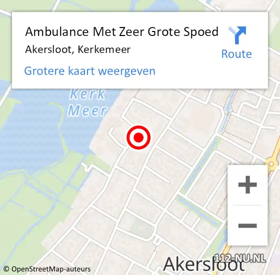 Locatie op kaart van de 112 melding: Ambulance Met Zeer Grote Spoed Naar Akersloot, Kerkemeer op 2 juni 2024 02:43