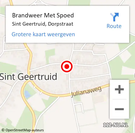 Locatie op kaart van de 112 melding: Brandweer Met Spoed Naar Sint Geertruid, Dorpstraat op 2 juni 2024 03:24