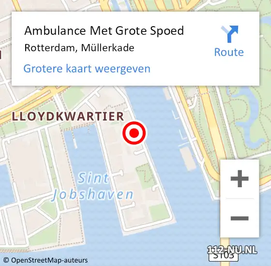 Locatie op kaart van de 112 melding: Ambulance Met Grote Spoed Naar Rotterdam, Müllerkade op 2 juni 2024 03:29