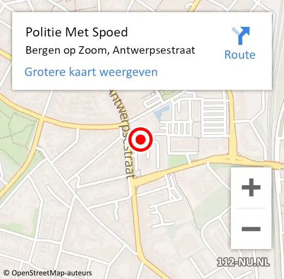 Locatie op kaart van de 112 melding: Politie Met Spoed Naar Bergen op Zoom, Antwerpsestraat op 2 juni 2024 03:32
