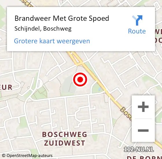 Locatie op kaart van de 112 melding: Brandweer Met Grote Spoed Naar Schijndel, Boschweg op 2 juni 2024 04:04