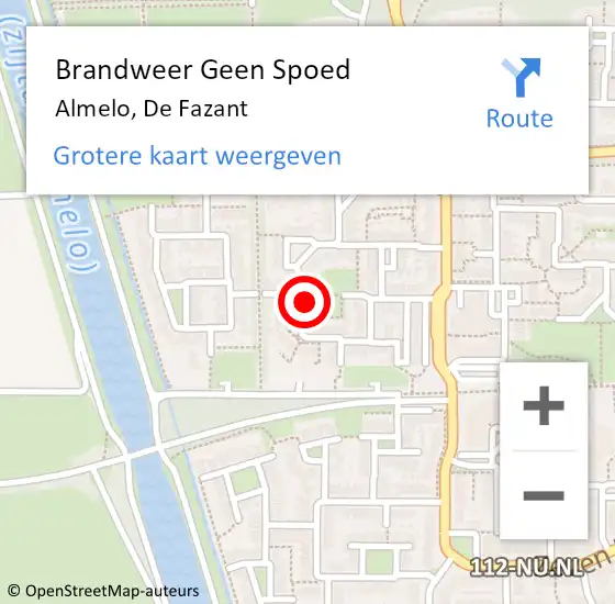 Locatie op kaart van de 112 melding: Brandweer Geen Spoed Naar Almelo, De Fazant op 2 juni 2024 04:13