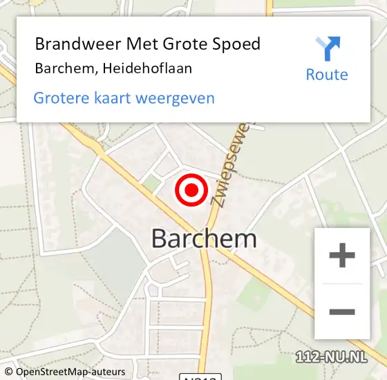 Locatie op kaart van de 112 melding: Brandweer Met Grote Spoed Naar Barchem, Heidehoflaan op 2 juni 2024 04:13