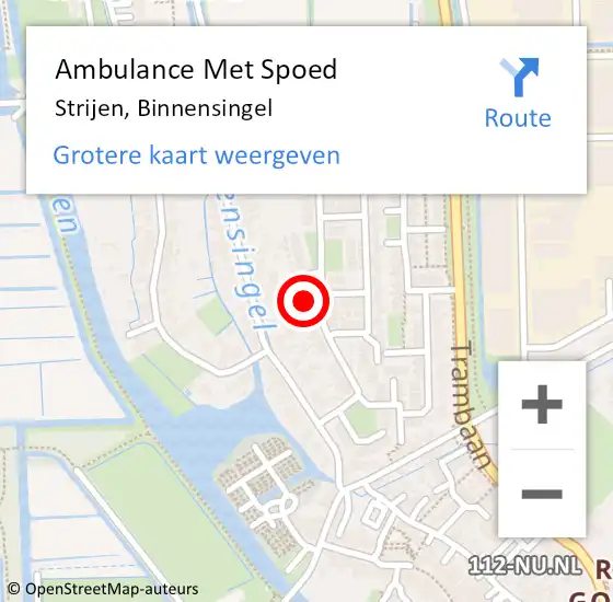 Locatie op kaart van de 112 melding: Ambulance Met Spoed Naar Strijen, Binnensingel op 2 juni 2024 04:16