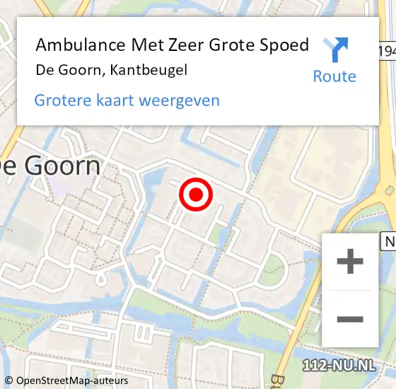 Locatie op kaart van de 112 melding: Ambulance Met Zeer Grote Spoed Naar De Goorn, Kantbeugel op 2 juni 2024 04:48