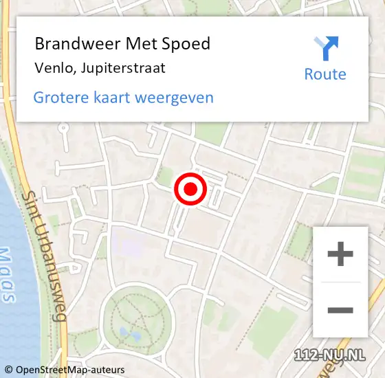 Locatie op kaart van de 112 melding: Brandweer Met Spoed Naar Venlo, Jupiterstraat op 2 juni 2024 04:58