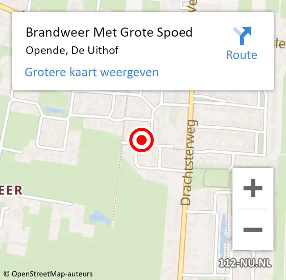 Locatie op kaart van de 112 melding: Brandweer Met Grote Spoed Naar Opende, De Uithof op 2 juni 2024 05:42