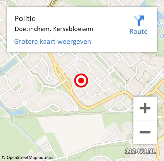 Locatie op kaart van de 112 melding: Politie Doetinchem, Kersebloesem op 2 juni 2024 06:38