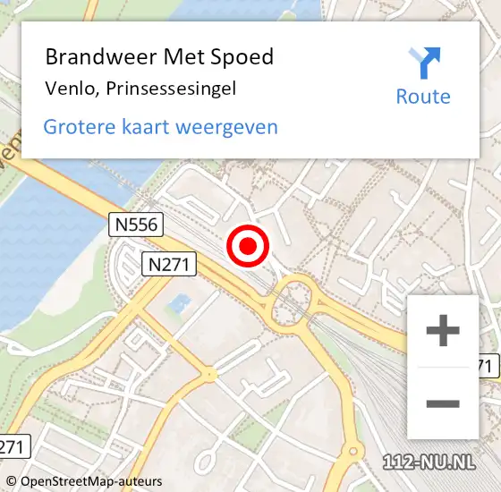 Locatie op kaart van de 112 melding: Brandweer Met Spoed Naar Venlo, Prinsessesingel op 2 juni 2024 06:40