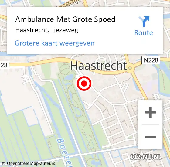 Locatie op kaart van de 112 melding: Ambulance Met Grote Spoed Naar Haastrecht, Liezeweg op 2 juni 2024 06:41