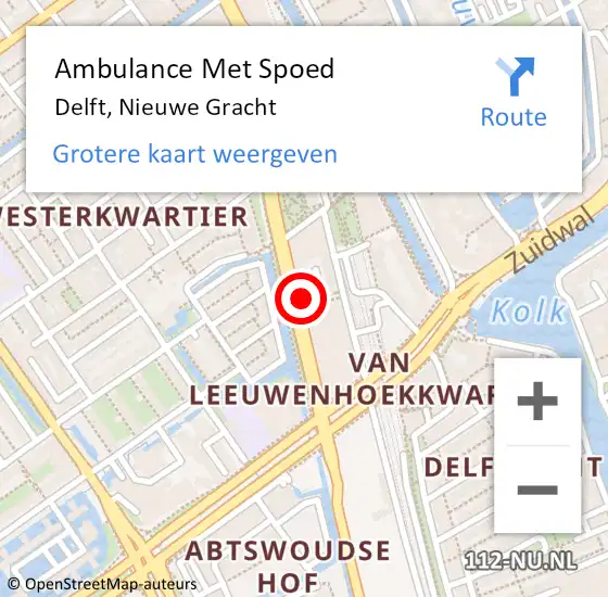 Locatie op kaart van de 112 melding: Ambulance Met Spoed Naar Delft, Nieuwe Gracht op 2 juni 2024 07:27