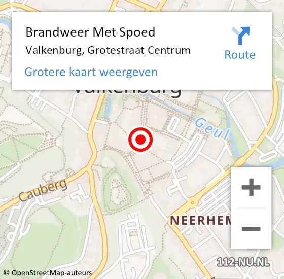 Locatie op kaart van de 112 melding: Brandweer Met Spoed Naar Valkenburg, Grotestraat Centrum op 2 juni 2024 07:39