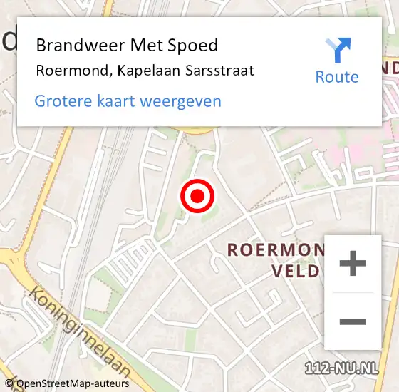 Locatie op kaart van de 112 melding: Brandweer Met Spoed Naar Roermond, Kapelaan Sarsstraat op 2 juni 2024 07:54