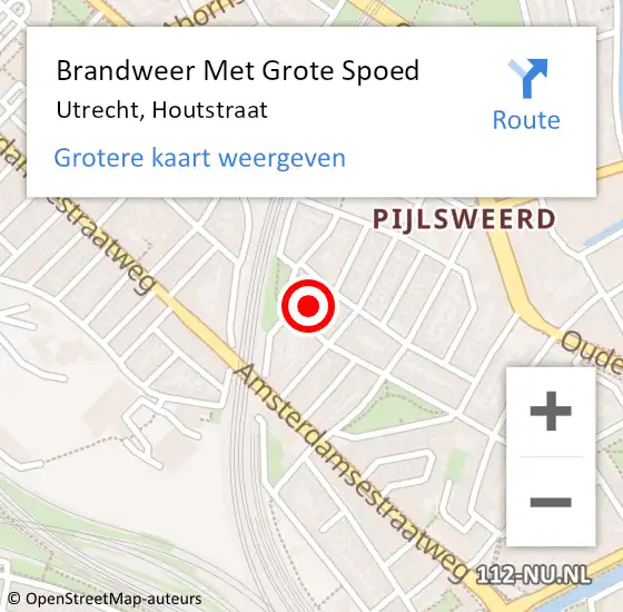 Locatie op kaart van de 112 melding: Brandweer Met Grote Spoed Naar Utrecht, Houtstraat op 2 juni 2024 08:02