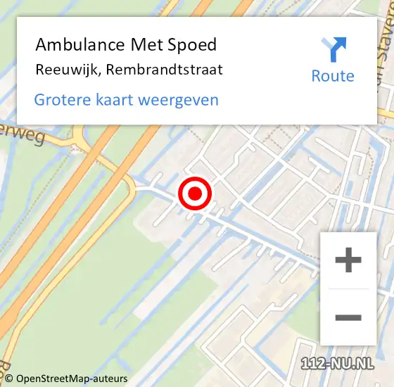 Locatie op kaart van de 112 melding: Ambulance Met Spoed Naar Reeuwijk, Rembrandtstraat op 2 juni 2024 08:45