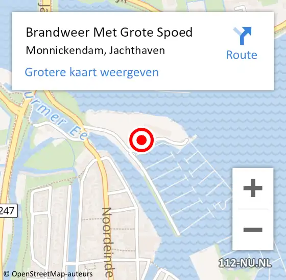 Locatie op kaart van de 112 melding: Brandweer Met Grote Spoed Naar Monnickendam, Jachthaven op 2 juni 2024 08:52