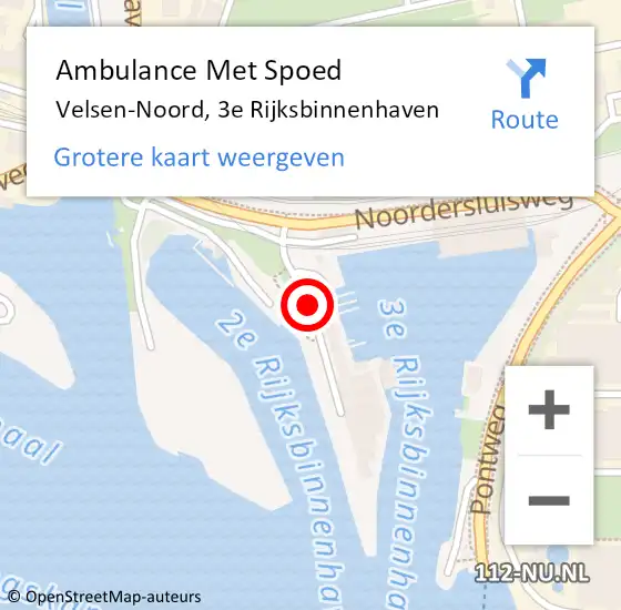 Locatie op kaart van de 112 melding: Ambulance Met Spoed Naar Velsen-Noord, 3e Rijksbinnenhaven op 16 oktober 2013 23:19