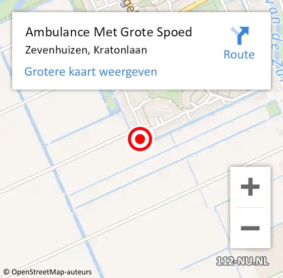 Locatie op kaart van de 112 melding: Ambulance Met Grote Spoed Naar Zevenhuizen, Kratonlaan op 2 juni 2024 09:02