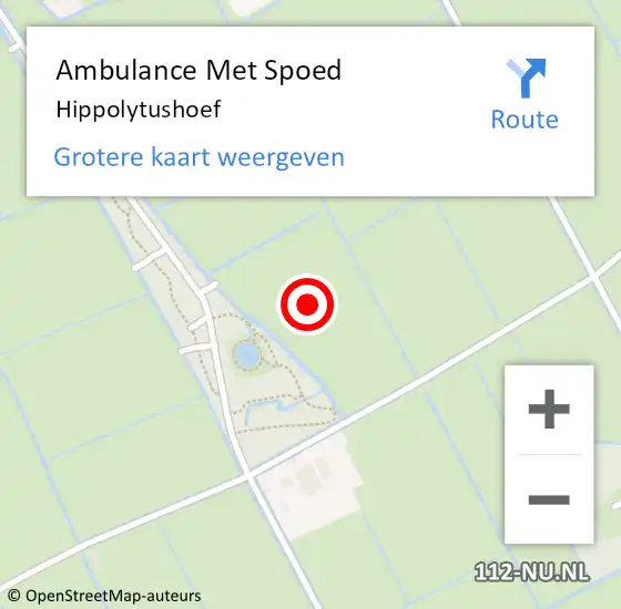 Locatie op kaart van de 112 melding: Ambulance Met Spoed Naar Hippolytushoef op 2 juni 2024 09:33