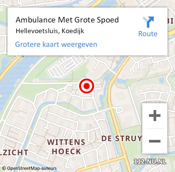 Locatie op kaart van de 112 melding: Ambulance Met Grote Spoed Naar Hellevoetsluis, Koedijk op 2 juni 2024 09:36