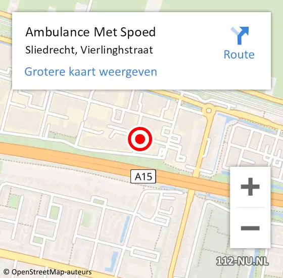 Locatie op kaart van de 112 melding: Ambulance Met Spoed Naar Sliedrecht, Vierlinghstraat op 2 juni 2024 09:59