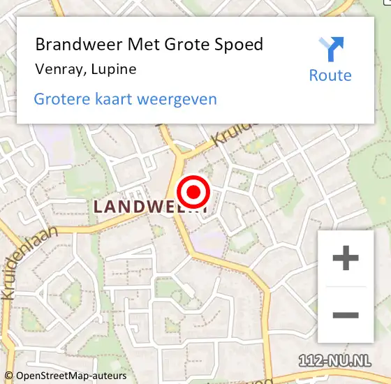 Locatie op kaart van de 112 melding: Brandweer Met Grote Spoed Naar Venray, Lupine op 2 juni 2024 10:10