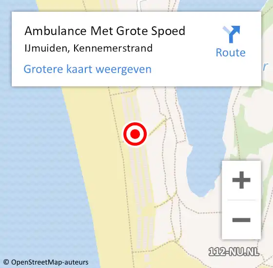 Locatie op kaart van de 112 melding: Ambulance Met Grote Spoed Naar IJmuiden, Kennemerstrand op 2 juni 2024 10:31