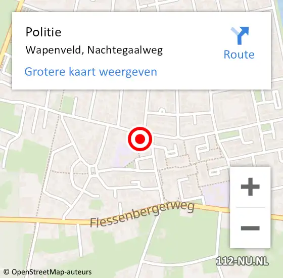 Locatie op kaart van de 112 melding: Politie Wapenveld, Nachtegaalweg op 2 juni 2024 10:40