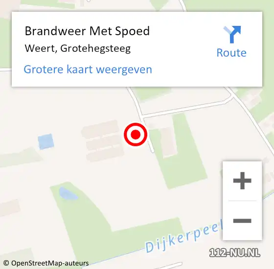 Locatie op kaart van de 112 melding: Brandweer Met Spoed Naar Weert, Grotehegsteeg op 2 juni 2024 10:53