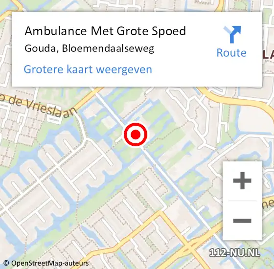 Locatie op kaart van de 112 melding: Ambulance Met Grote Spoed Naar Gouda, Bloemendaalseweg op 2 juni 2024 11:00