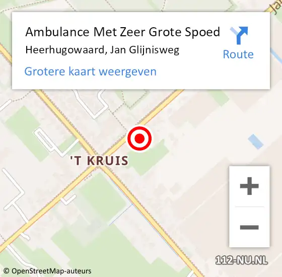 Locatie op kaart van de 112 melding: Ambulance Met Zeer Grote Spoed Naar Heerhugowaard, Jan Glijnisweg op 2 juni 2024 11:04