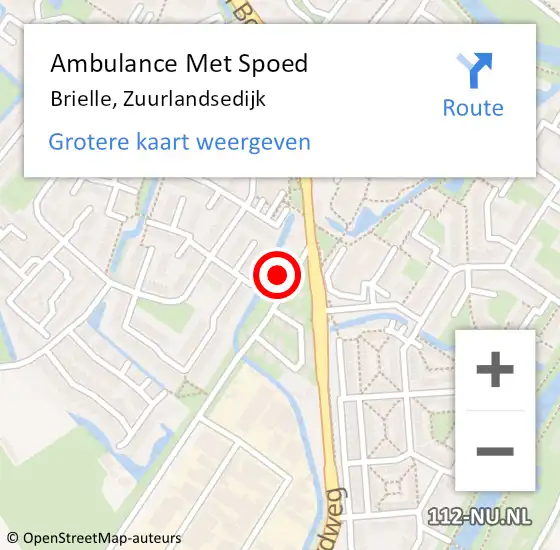 Locatie op kaart van de 112 melding: Ambulance Met Spoed Naar Brielle, Zuurlandsedijk op 2 juni 2024 11:10